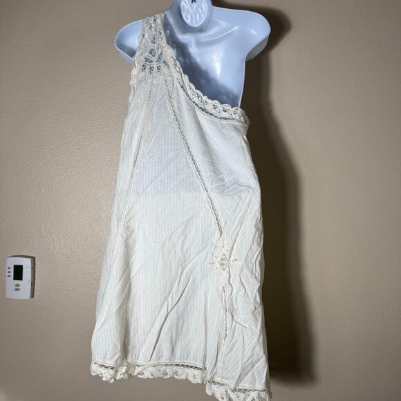 free people | billie battenburg one shoulder white femme lace mini dress sz L - Picture 6 of 10